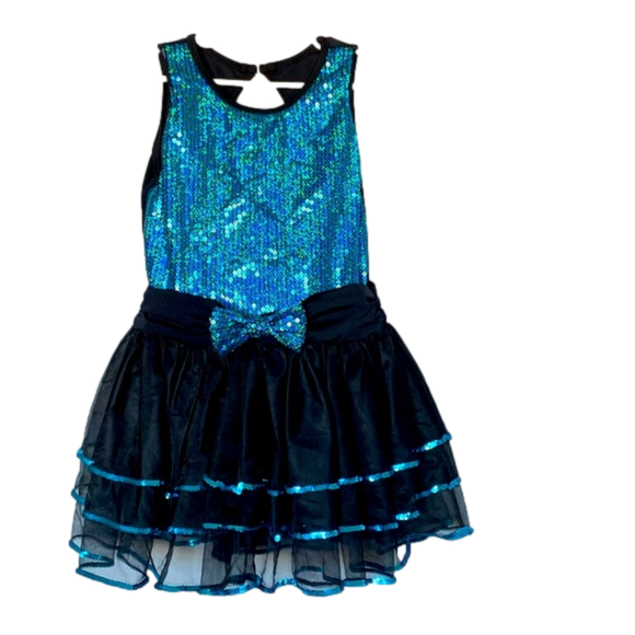 Revolution Dancewear Other - Peacock Blue Sequin Dance Costume LC – Girls Large Child Jazz Dress